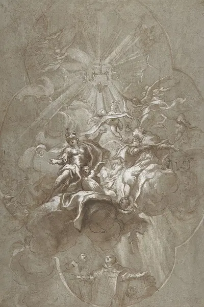 Ceiling Design with the Glorification of the Name of Jesus by Lorenzo De' Ferrari, 1680–1744 — digital art print download