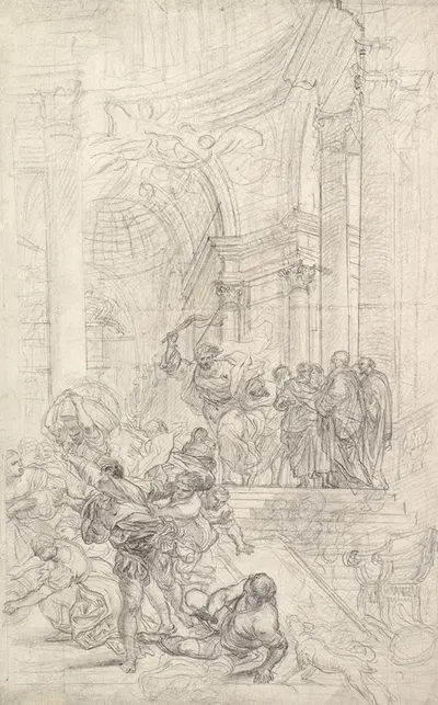 Christ Driving the Money Changers from the Temple by Lorenzo De' Ferrari, 1680–1744 — digital art print download