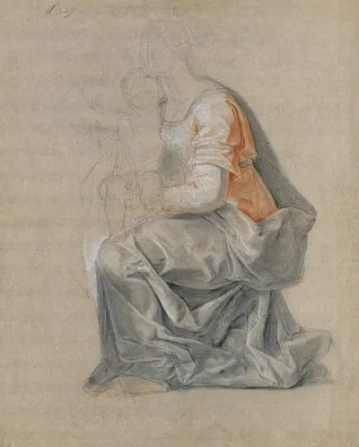 Kneeling Female Figure Holding a Child by Louis Galloche — digital art print download