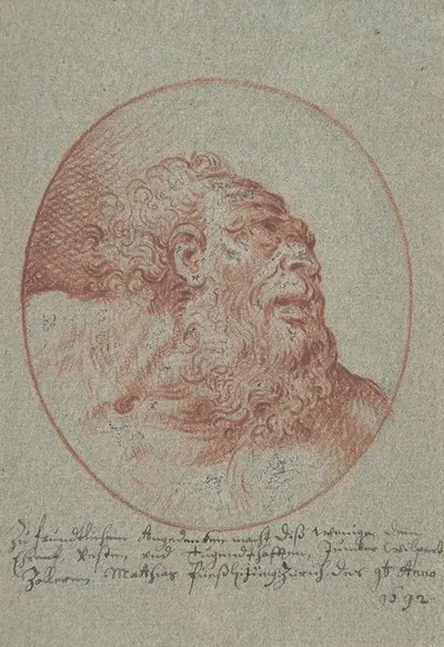 Head of a Bearded Man Looking Right by Mathais Füssli the Youngest, 1692 — digital art print download