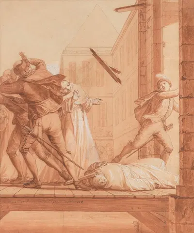 The Blessed Abbot having retired to the Château de Montaigu, soldiers of the league arrive to capture him as he leaves by…