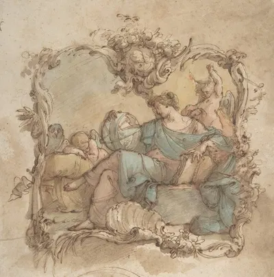 Vignette with an Allegorical Figure of Astronomy by Mauro Gandolfi — digital art print download
