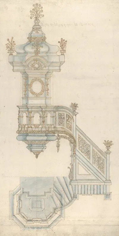 Design for a Pulpit by Michael Furtner the Elder — digital art print download