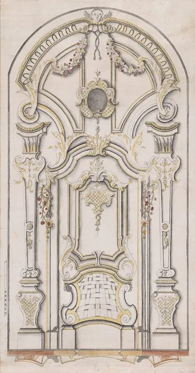 Design for an Entrance Portal with a Single Door by Michael Furtner the Elder — digital art print download