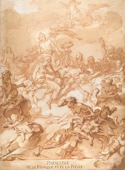 An Allegory Comparing Music and Poetry by Мишель-Франсуа Дандр-Бардон, 1740 — digital art print download