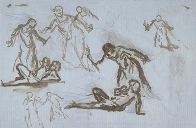 Sheet of figure studies by Нарцисс-Виржиль Диаз де Ла Пенья — digital art print download