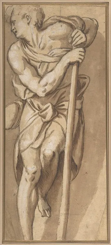 A Man Resting on a Staff by Паоло Фаринати — digital art print download