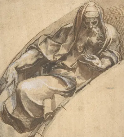 Seated, Bearded Man Holding a Banderole by Паоло Фаринати, 1524–1606 — digital art print download