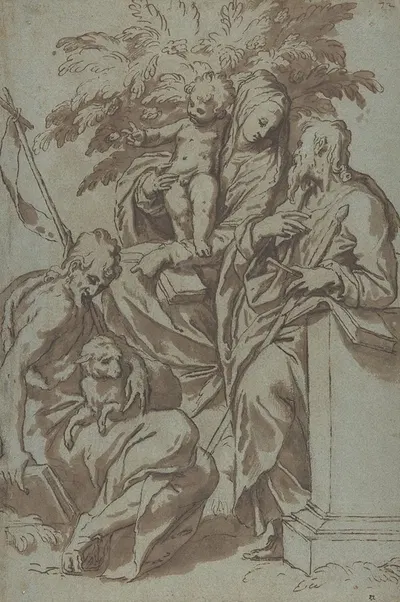 Virgin and Child with Saint John the Baptist and Saint Paul by Паоло Фаринати, 1524–1606 — digital art print download
