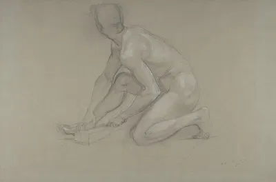 Crouching Nude Male Figure by Поль-Жак-Эме Бодри — digital art print download