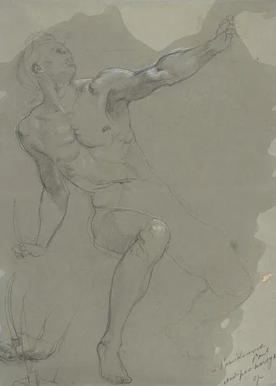 Seated Male Nude by Поль-Жак-Эме Бодри — digital art print download