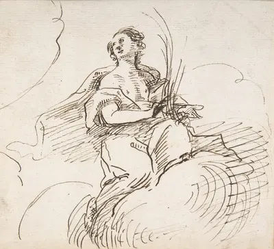 Angel with Palm Seated on Clouds by Pedro Duque y Cornejo — digital art print download
