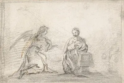 The Annunciation (Angel Approaching from Left) by Pedro Duque y Cornejo — digital art print download