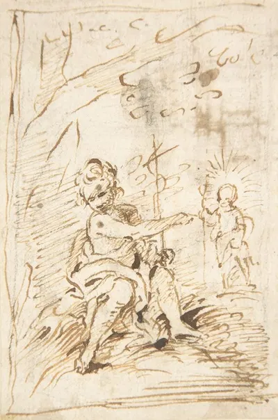 The Infant Saint John the Baptist with the Infant Christ in the Wilderness by Pedro Duque y Cornejo — digital art print…