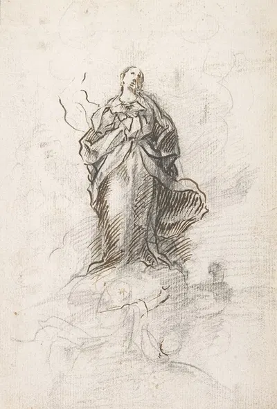 Virgin of the Immaculate Conception Standing on Clouds by Pedro Duque y Cornejo, 1700–1750 — digital art print download