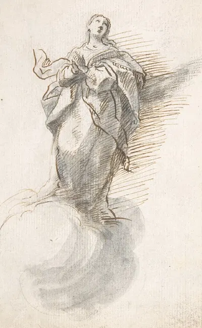Virgin of the Immaculate Conception Standing on Clouds by Pedro Duque y Cornejo, 1700–1750 — digital art print download