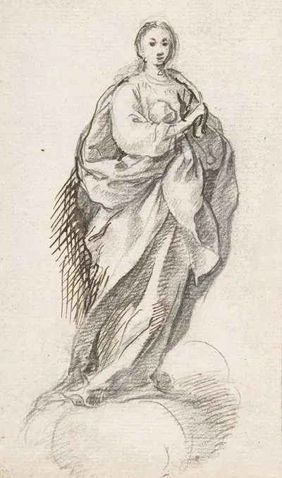 Virgin of the Immaculate Conception Standing on Clouds by Pedro Duque y Cornejo, 1700–1750 — digital art print download