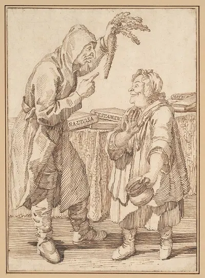 A Monk with a Carrot and a Woman with a Chamber Pot by Пьер Леоне Гецци — digital art print download