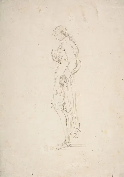 Sketched Caricature of a Standing Man Facing Left by Пьер Леоне Гецци, 1674–1755 — digital art print download