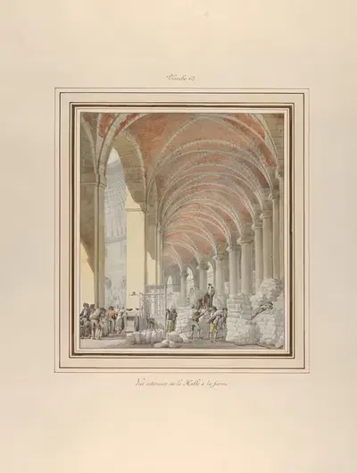 La Halle aux Blés, Interior View by Pierre François Léonard Fontaine — digital art print download