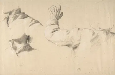 Studies of Drapery in Sleeve and Collars by Romain Cazes — digital art print download