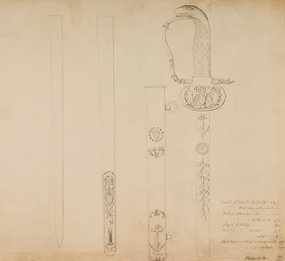 Design for an Officer's Sword by Thomas Fletcher, 1837 — digital art print download