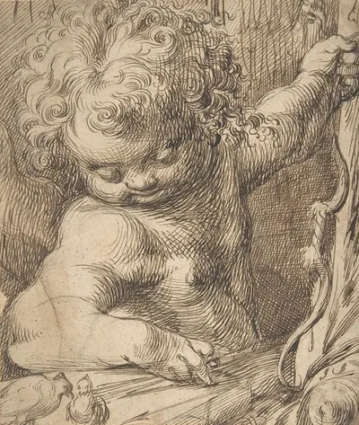 Cupid with Two Doves by Toussaint Dubreuil — digital art print download