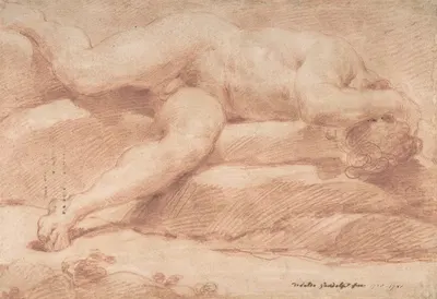 Reclining Male Nude by Убальдо Гандольфи — digital art print download
