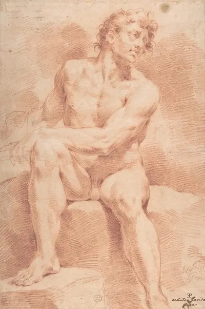 Seated Male Nude by Убальдо Гандольфи — digital art print download