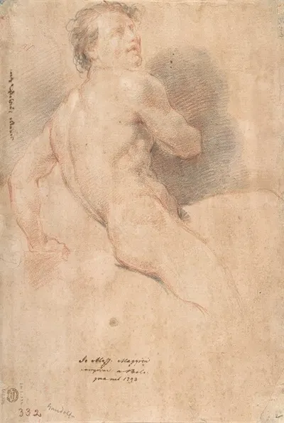 Seated Male Nude by Убальдо Гандольфи — digital art print download