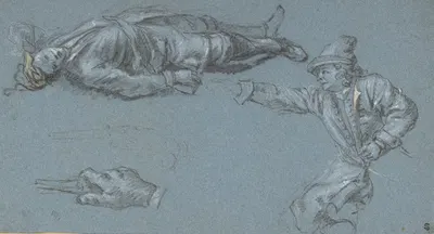 Study of Two Soldiers and a Hand by Adam Frans van der Meulen — digital art print download