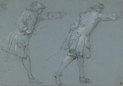 Study of Two Soldiers Swordfighting by Адам Франс ван дер Мюлен — digital art print download