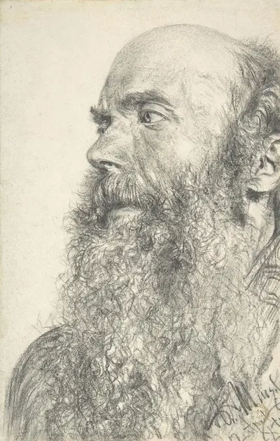 Head of a Bearded Man by Адольф фон Менцель, 1884 — digital art print download