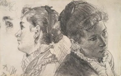Studies of a Young Woman by Адольф фон Менцель, 1870 — digital art print download