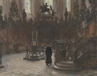 The Choirstalls in the Mainz Cathedral by Адольф фон Менцель, 1869 — digital art print download