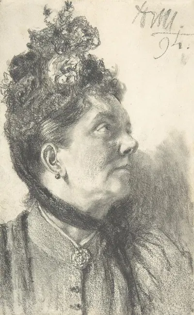 Woman with a Crushed Velvet Hat by Адольф фон Менцель, 1894 — digital art print download