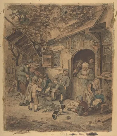 Strolling Violinist at an Ale House Door by After Adriaen van Ostade — digital art print download