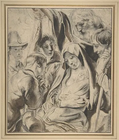 Adoration of the Shepherds by Follower of Jacob Jordaens — digital art print download