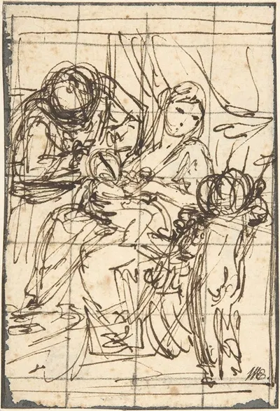 Holy Family with St. John the Baptist by Антон Рафаэль Менгс — digital art print download