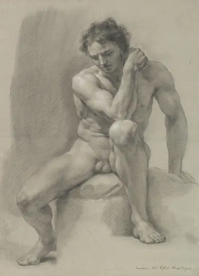 Seated Nude Male by Антон Рафаэль Менгс — digital art print download