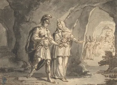Aeneas and the Sibyl in the Underworld by Арнольд Хубракен — digital art print download