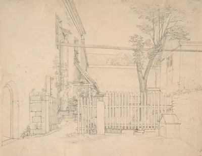 View of a Courtyard in Loschwitz by August Heinrich — digital art print download