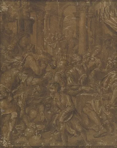 The Banquet of Ahasuerus and Esther by Aurelio Lomi, 1600–1617 — digital art print download