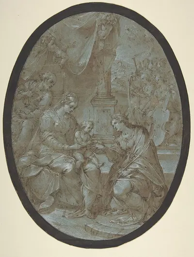 The Mystic Marriage of Saint Catherine of Alexandria by Avanzino Nucci, 1551–1629 — digital art print download