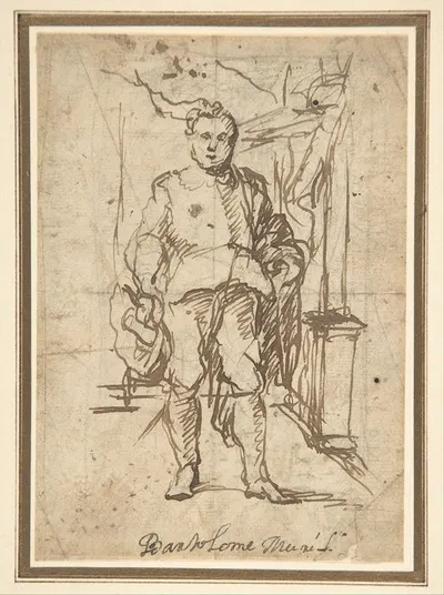 Standing Male Figure; Study for a Portrait by Bartolomé Estebán Murillo — digital art print download