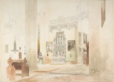 Interior of Saint Severin Church in Erfurt by Карл Георг Антон Греб, 1855 — digital art print download