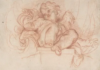 Study of a Putto Seated on a Corbel in a Shell Niche by Карло Маратти — digital art print download