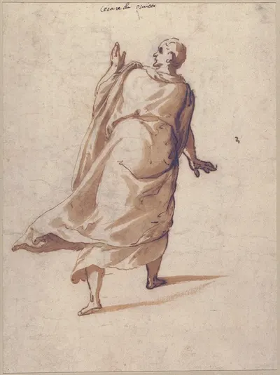 Back View of a Standing Man in a Long Cloak by Cesare Nebbia, 1536–1614 — digital art print download
