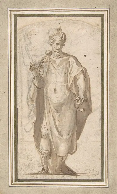 Standing Figure of a Warrior King by Cesare Nebbia, 1536–1614 — digital art print download