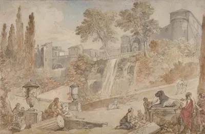 Gardens of the Villa d'Este at Tivoli by Шарль-Жозеф Натоир, 1760 — digital art print download